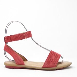 Born Tegal Womens Sandals Red Chevron Ankle Strap Flat Shoes F18505 7M